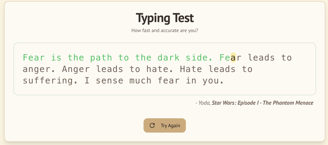 Typing Test game preview
